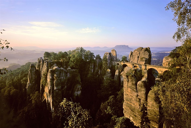Foto von der Bastei in der Sächsischen Schweiz